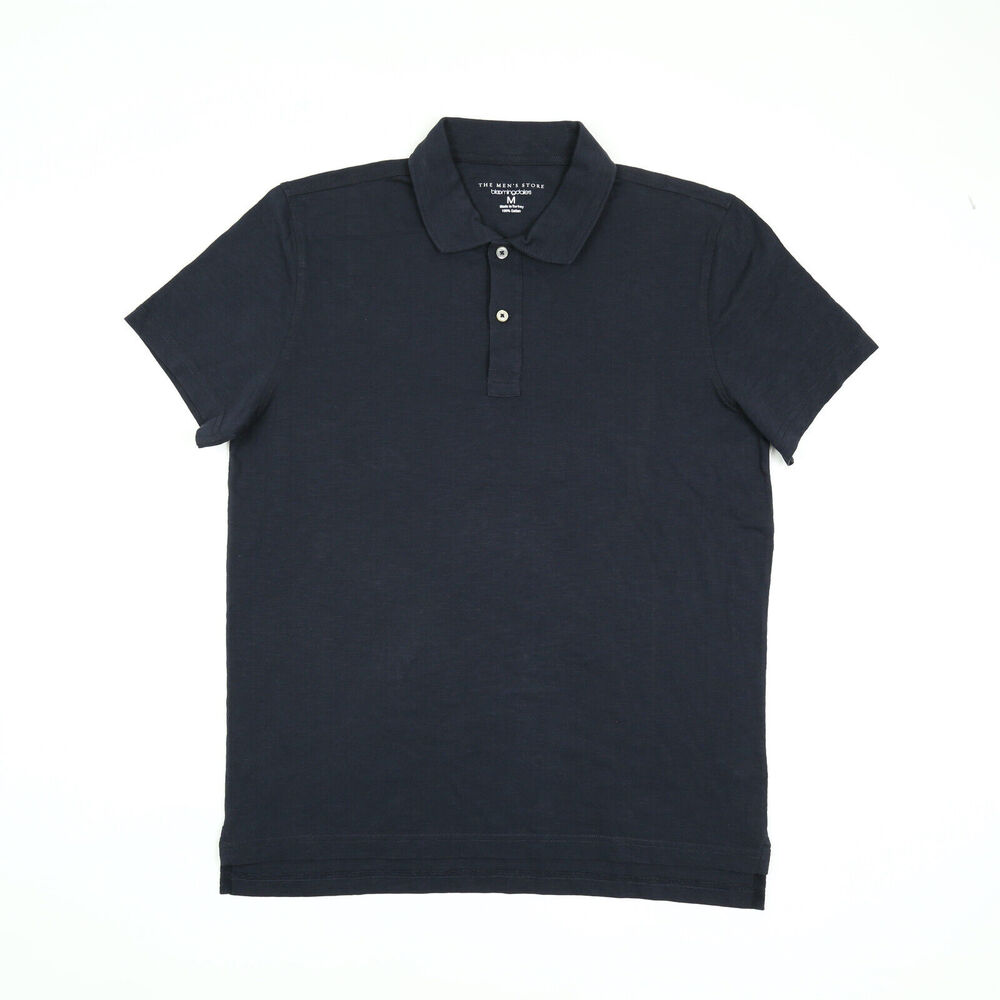 The Men's Store Cotton Slub Polo Shirt Navy Size M